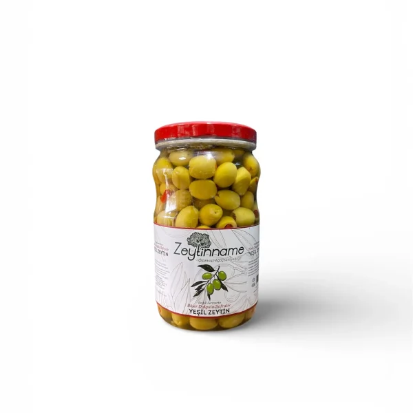 Doğal Biber Dolgulu Yeşil Zeytin