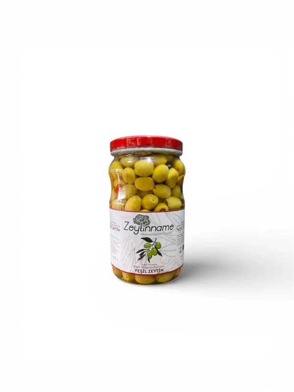 Doğal Biber Dolgulu Yeşil Zeytin