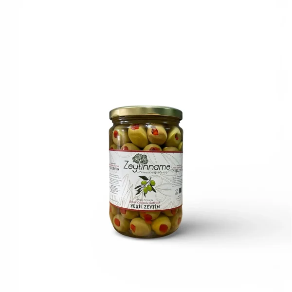 Doğal Biber Dolgulu Yeşil Zeytin