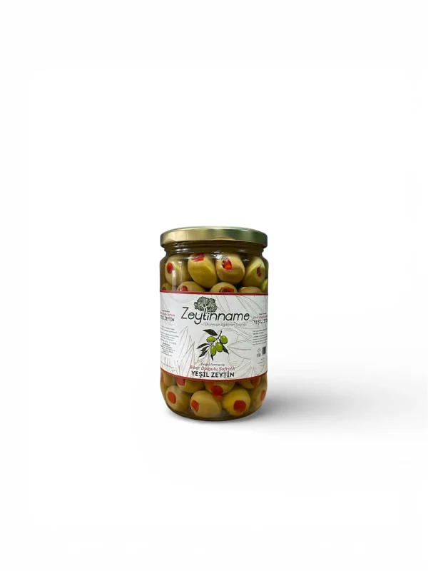 Doğal Biber Dolgulu Yeşil Zeytin
